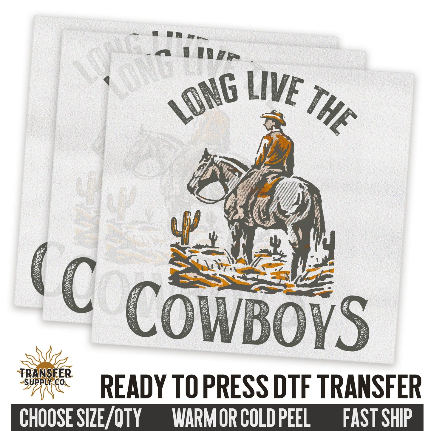 Long Live The Cowboys Western Ready To Press DTF Transfer | Dtf Transfer Prints, Printed Dtf Transfers, Dtf Transfers Ready To Press