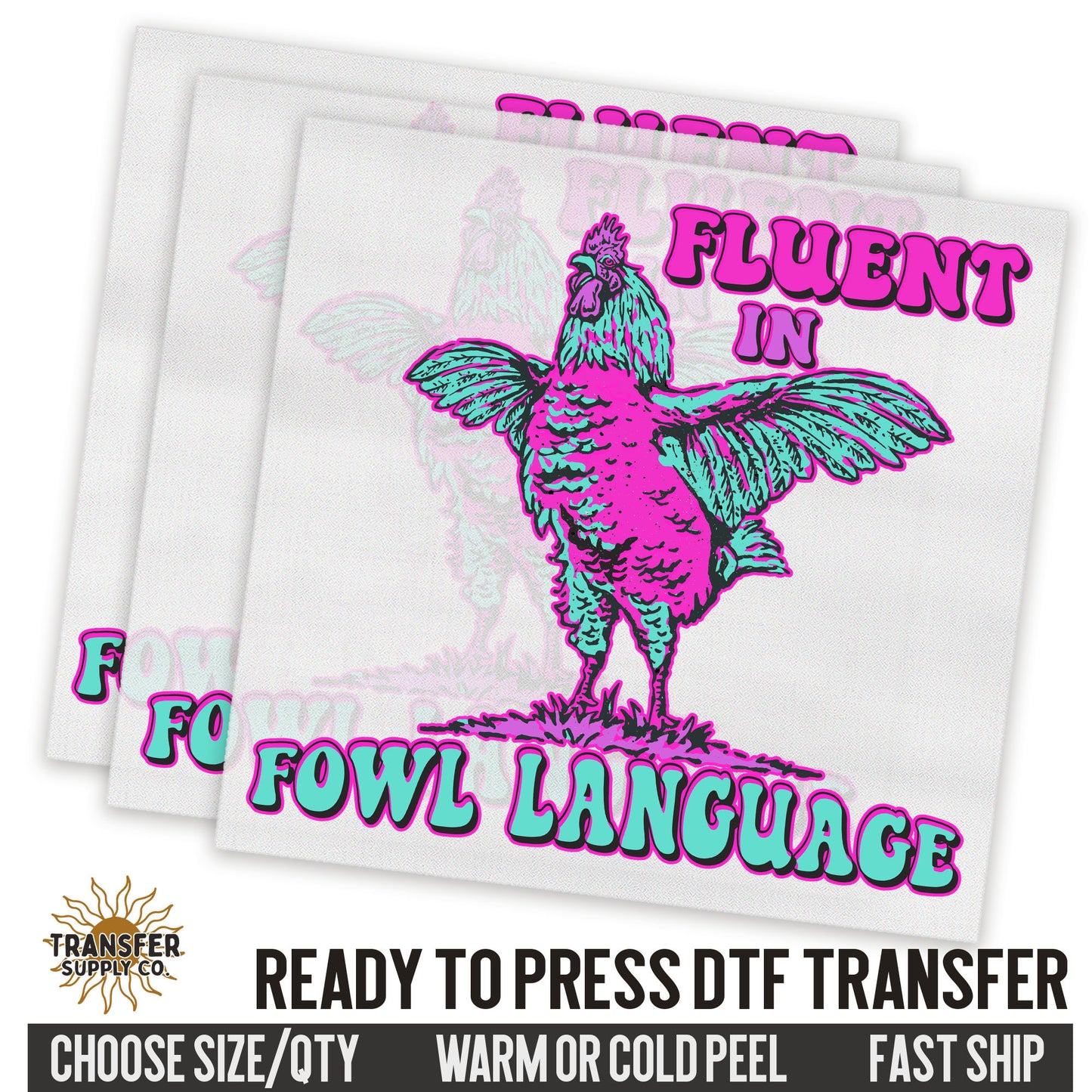 Fluent In Fowl Language Western Ready To Press DTF Transfer | Dtf Transfer Prints, Printed Dtf Transfers, Dtf Transfers Ready To Press