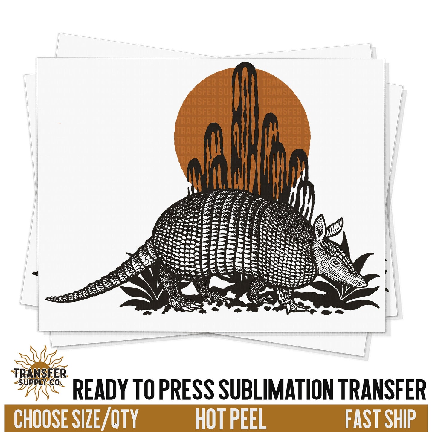 Western Armadillo, Western Ready To Press Sublimation Transfers, Ready To Press Transfers, Sublimation Prints, Sublimation Transfers