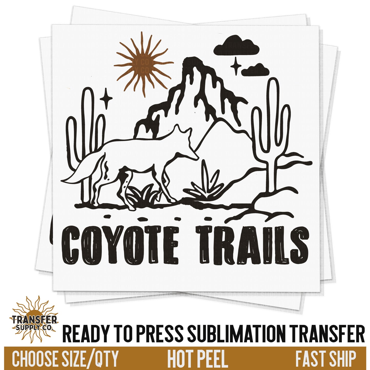 Coyote Trails Sublimation Transfer Western Ready To Press Sublimation Transfer | Sublimation Transfer Prints, Printed Sublimation Transfers