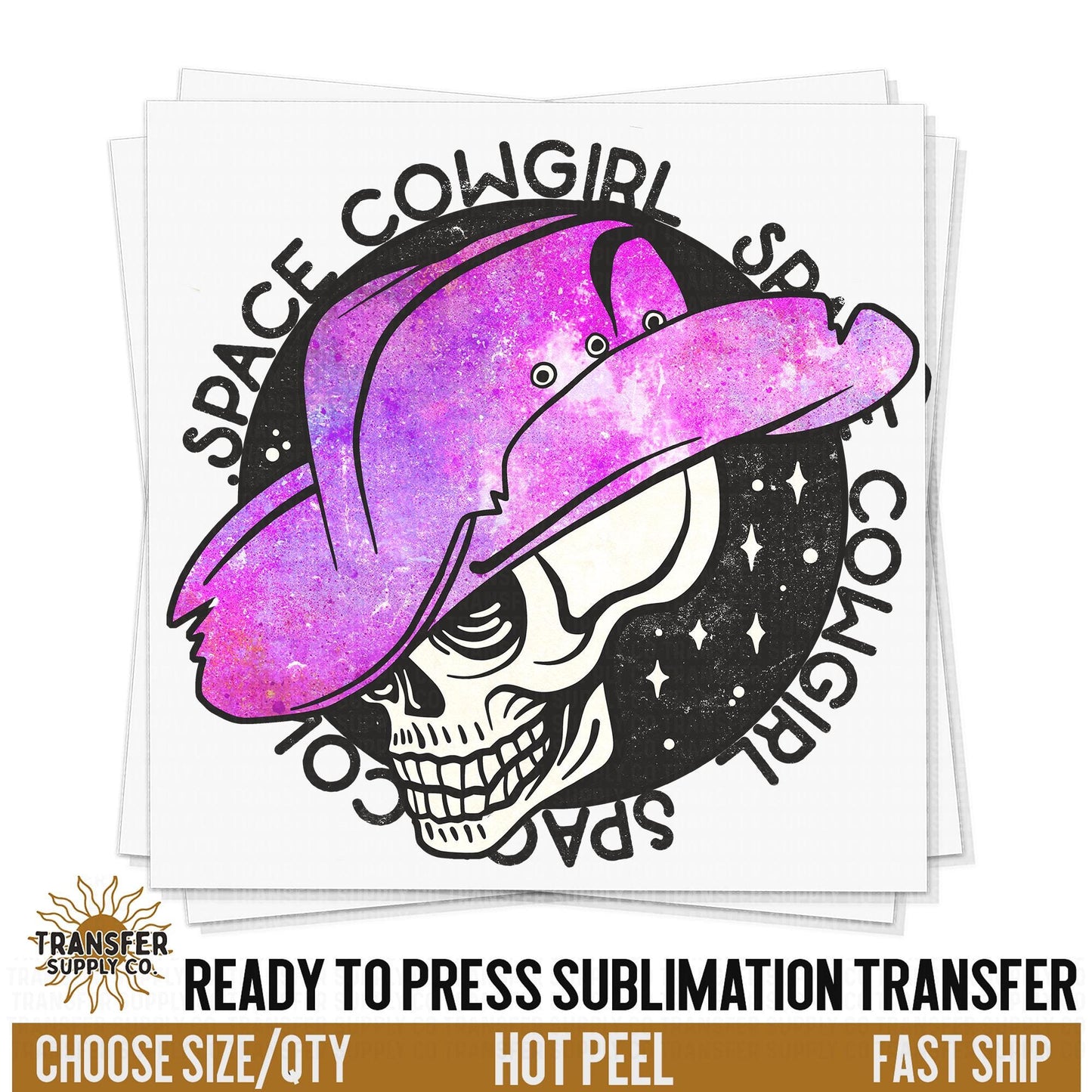 Western Space Cowgirl Skull Western Ready To Press Sublimation Transfer | Sublimation Transfer Prints, Printed Sublimation Transfers