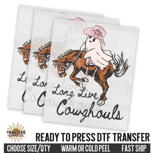 Long Live Cowghouls, Western Halloween, Ready To Press DTF Transfers, Ready To Press DTF Film Transfers, Western DTF Transfers