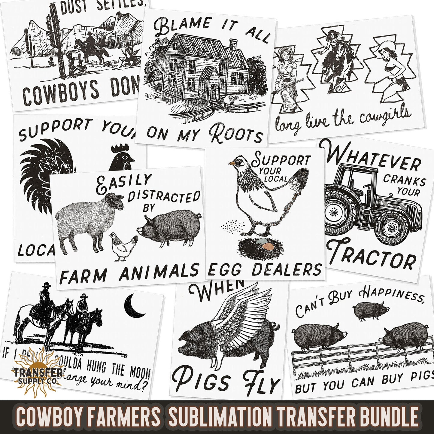 Cowboys & Farmers Western Sublimation Bundle, Ready To Press Sublimation Transfers, Ready To Press, Sublimation Prints, Sublimation Transfer