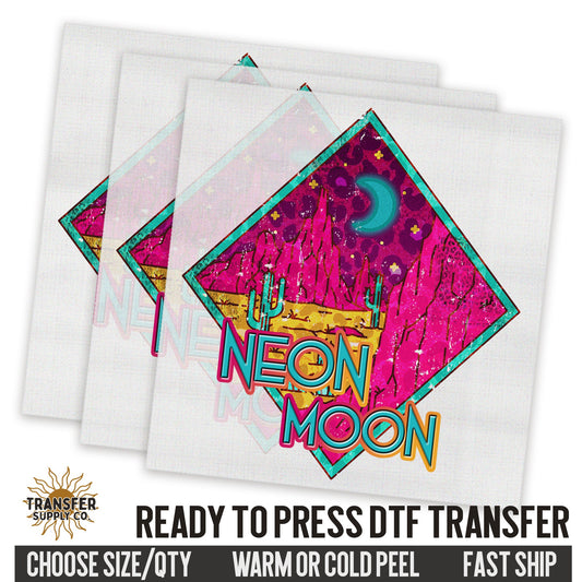 Neon Moon Desert Western Ready To Press DTF Transfer | Dtf Transfer Prints, Printed Dtf Transfers, Dtf Film Transfers
