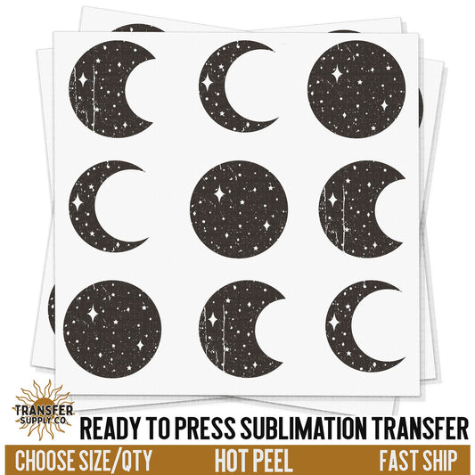 Moon Phases, Western Ready To Press Sublimation Transfers, Ready To Press, Sublimation Prints, Sublimation Transfers