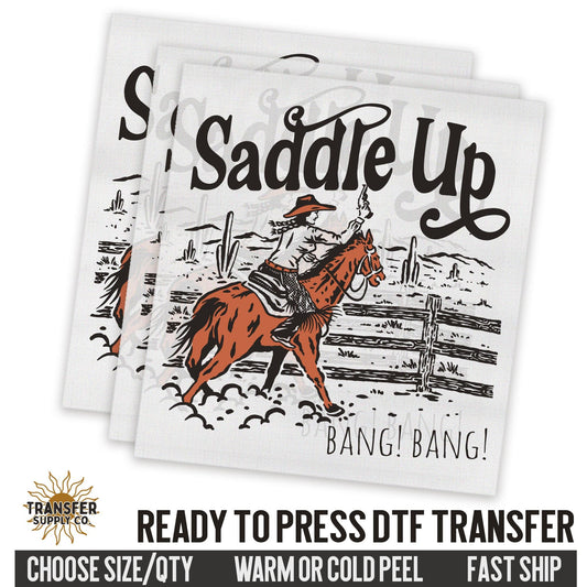 Saddle Up Cowgirl Western Ready To Press DTF Transfer | Dtf Transfer Prints, Printed Dtf Transfers, Dtf Transfers Ready To Press