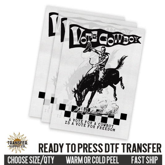 Vote Cowboy Freedom Western Ready To Press DTF Transfer | Dtf Transfer Print, Printed Dtf Transfers, Dtf Transfer Ready To Press