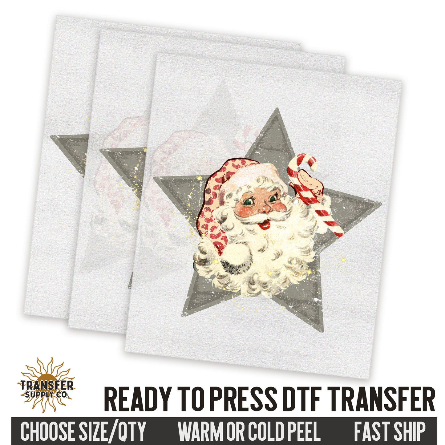 Santa Claus Star, Christmas Dtf, Ready To Press DTF Transfers, Ready To Press DTF Film Transfers, Western DTF Transfers