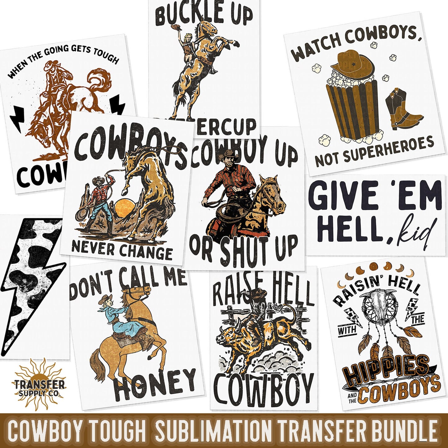 Cowboy Tough Western Sublimation Bundle, Ready To Press Sublimation Transfers, Ready To Press, Sublimation Prints, Sublimation Transfer