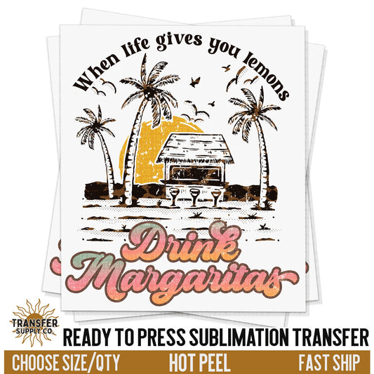 Beach Summer Margaritas, Ready To Press Sublimation Transfers, Ready To Press Transfers,Sublimation Prints, Sublimation Transfers