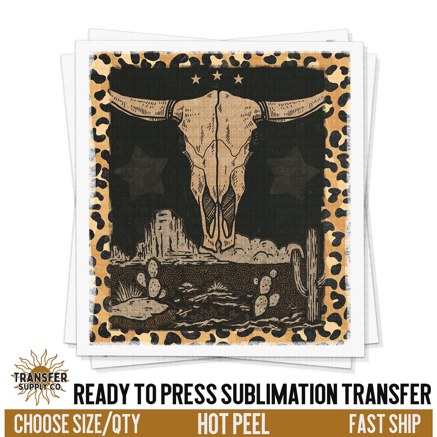 Western Desert Skull Western Ready To Press Sublimation Transfer | Sublimation Transfer Prints, Printed Sublimation Transfers