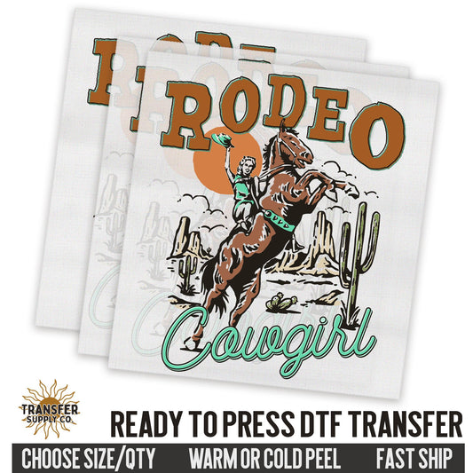 Rodeo Cowgirl Riding Horse Western Dtf Sheet, Western Ready To Press DTF Transfer, Ready To Press DTF Film Transfer, Western DTF Transfer