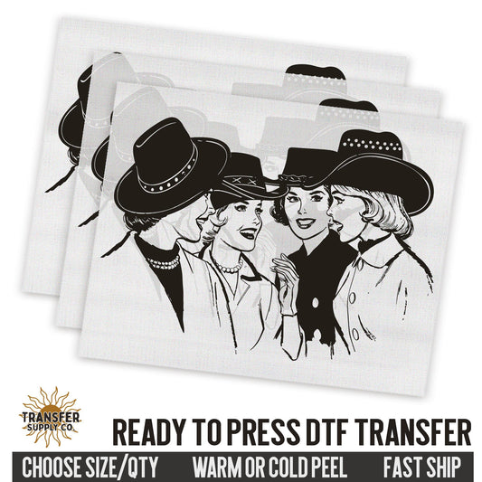 Cowgirls Socializing Dtf Transfer Sheet, Western Ready To Press DTF Transfer, Ready To Press DTF Film Transfer, Western DTF Transfer