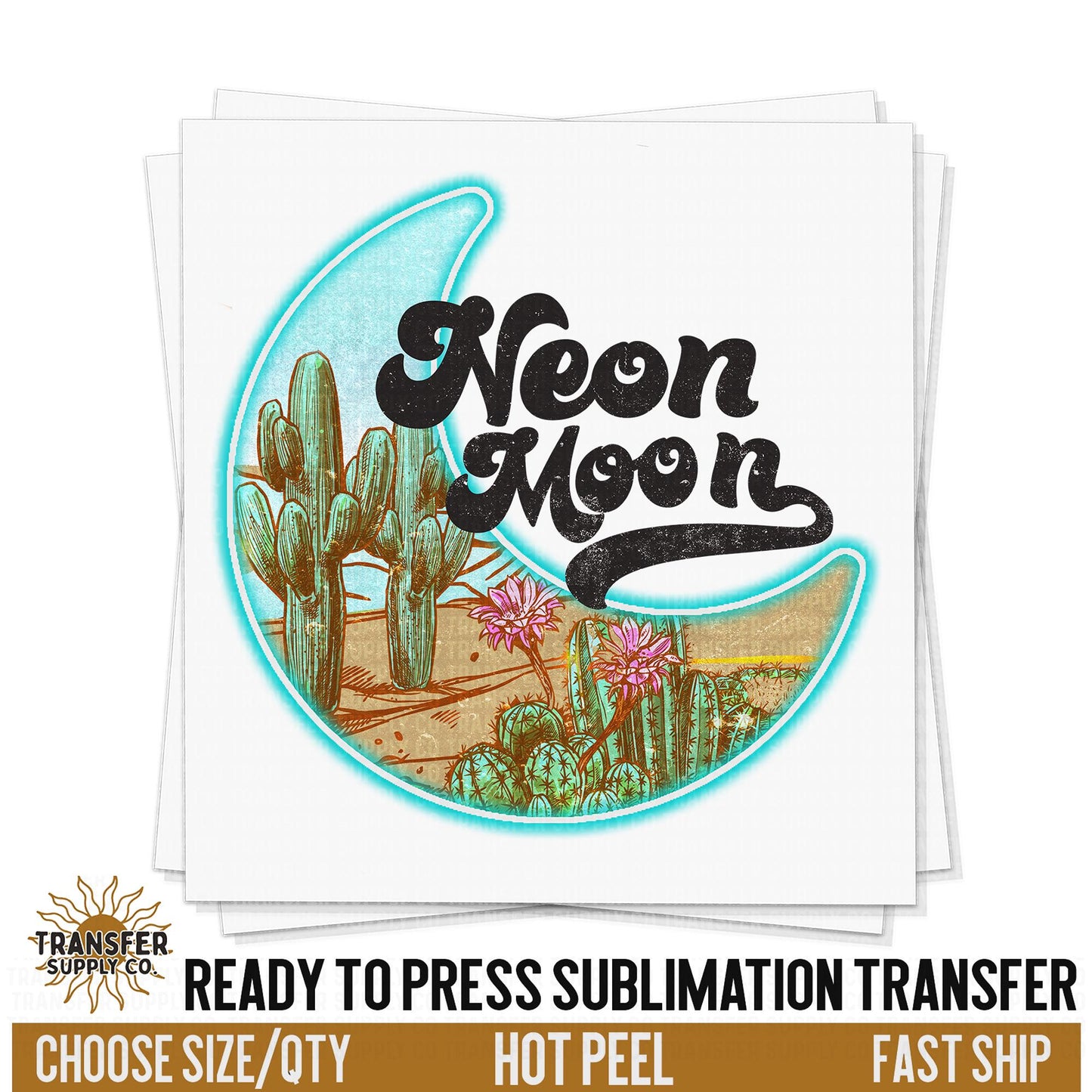 Western Desert Neon Moon Western Ready To Press Sublimation Transfer | Sublimation Transfer Prints, Printed Sublimation Transfers