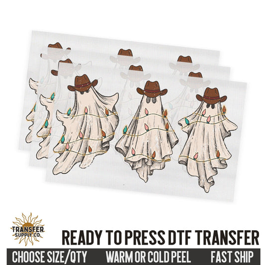 Cowboy Ghost Spirits, Western Christmas, Ready To Press DTF Transfers, Ready To Press DTF Film Transfers, Western DTF Transfers