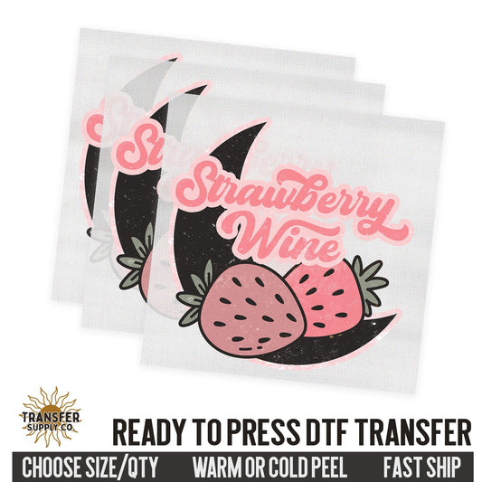 Strawberry Wine, 90s Country Music Western Ready To Press DTF Transfer | Dtf Transfer Prints, Printed Dtf Transfers