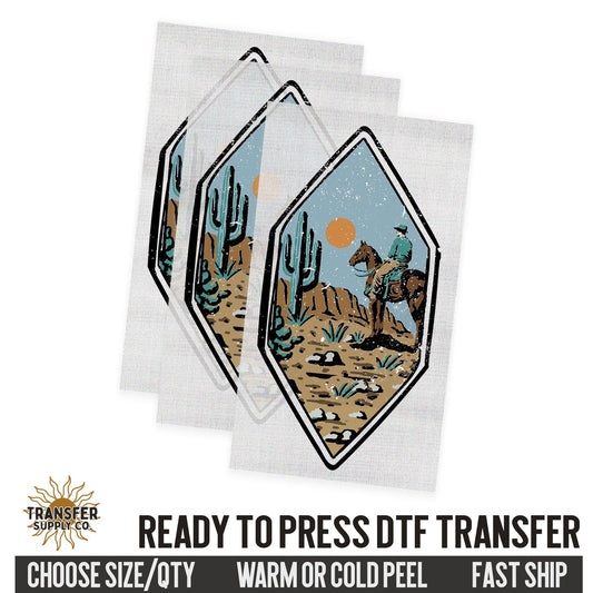 Sunset Desert Cowboy, Western Ready To Press DTF Transfer, Dtf Transfer Print, Printed Dtf Transfer, Dtf Film Transfer