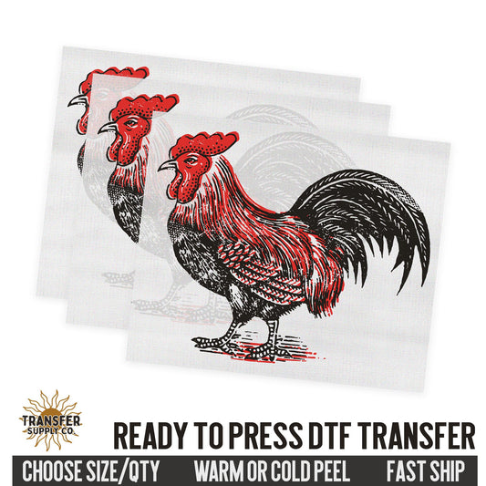 Western Rooster, Western Ready To Press DTF Transfer, Dtf Transfer Print, Printed Dtf Transfer, Dtf Film Transfer