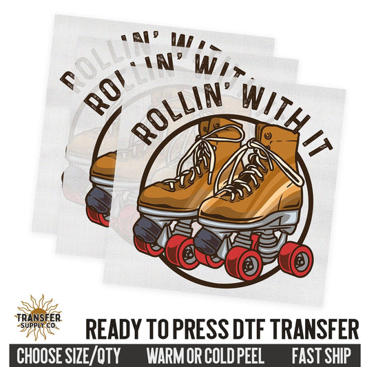 Rolling With It Rollerskates, Retro Ready To Press DTF Transfer, Dtf Transfer Print, Printed Dtf Transfer, Transfer Ready To Press