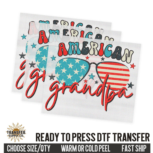 American Grandpa, 4th of July Western, Ready To Press DTF Transfers, Ready To Press DTF Film Transfers, Western DTF Transfers