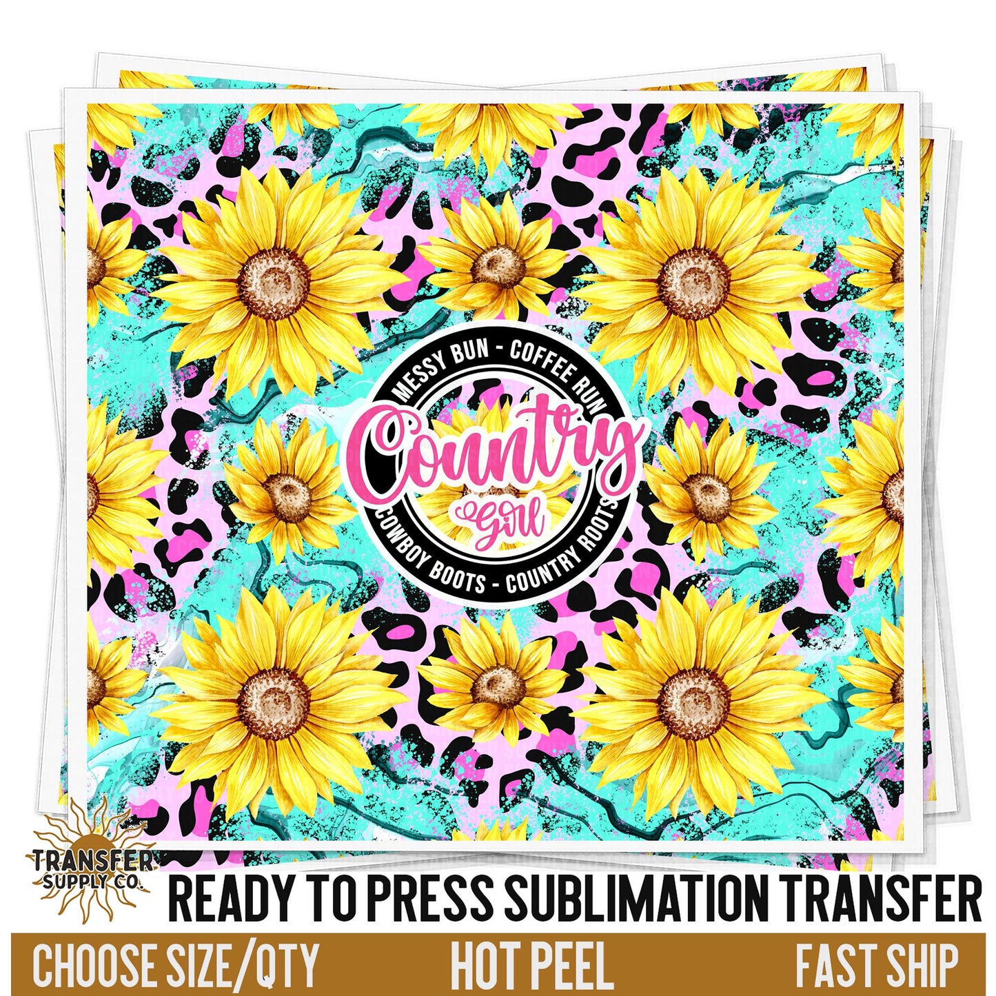 Messy Bun Country Girl Sublimation Transfer | Sublimation Tumbler Wrap, Sublimation Tumbler Transfers, Ready to Press Sublimation Transfer