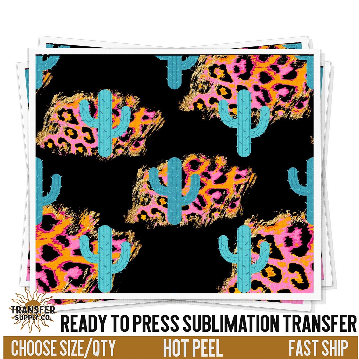 Cactus Leopard Print Sublimation Transfer | Sublimation Tumbler Wraps, Sublimation Tumbler Transfers, Ready to Press Sublimation Transfers