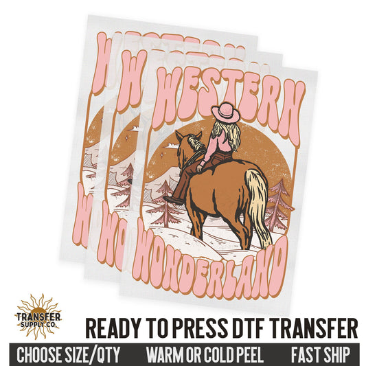 Western Winter Wonderland Cowgirl, Western Christmas, Ready To Press DTF Transfers, Ready To Press DTF Film Transfers, Western DTF Transfers