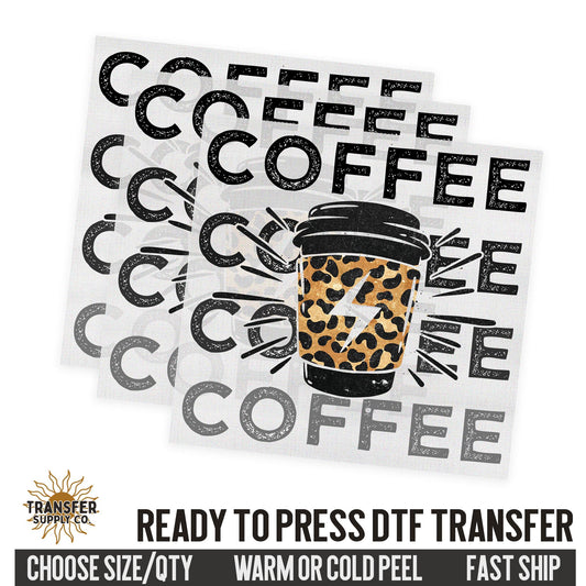 Coffee Leopard Print, Ready To Press DTF Transfer | Dtf Transfer Prints, Printed Dtf Transfer, Dtf Film Transfer