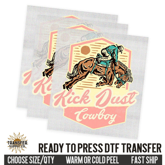 Kick Dust Cowboy, Western Desert, Western Ready To Press DTF Transfer, Dtf Transfer Prints, Printed Dtf Transfer, Dtf Film Transfer