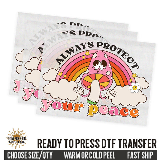 Always Protect Your Peace, Retro Ready To Press DTF Transfer, Dtf Transfer Print, Printed Dtf Transfer, Transfer Ready To Press