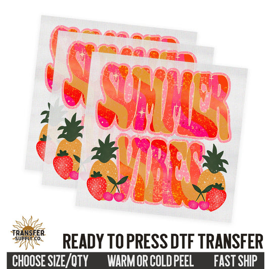 Summer Vibes, Retro Ready To Press DTF Transfer, Dtf Transfer Print, Printed Dtf Transfer, Transfer Ready To Press