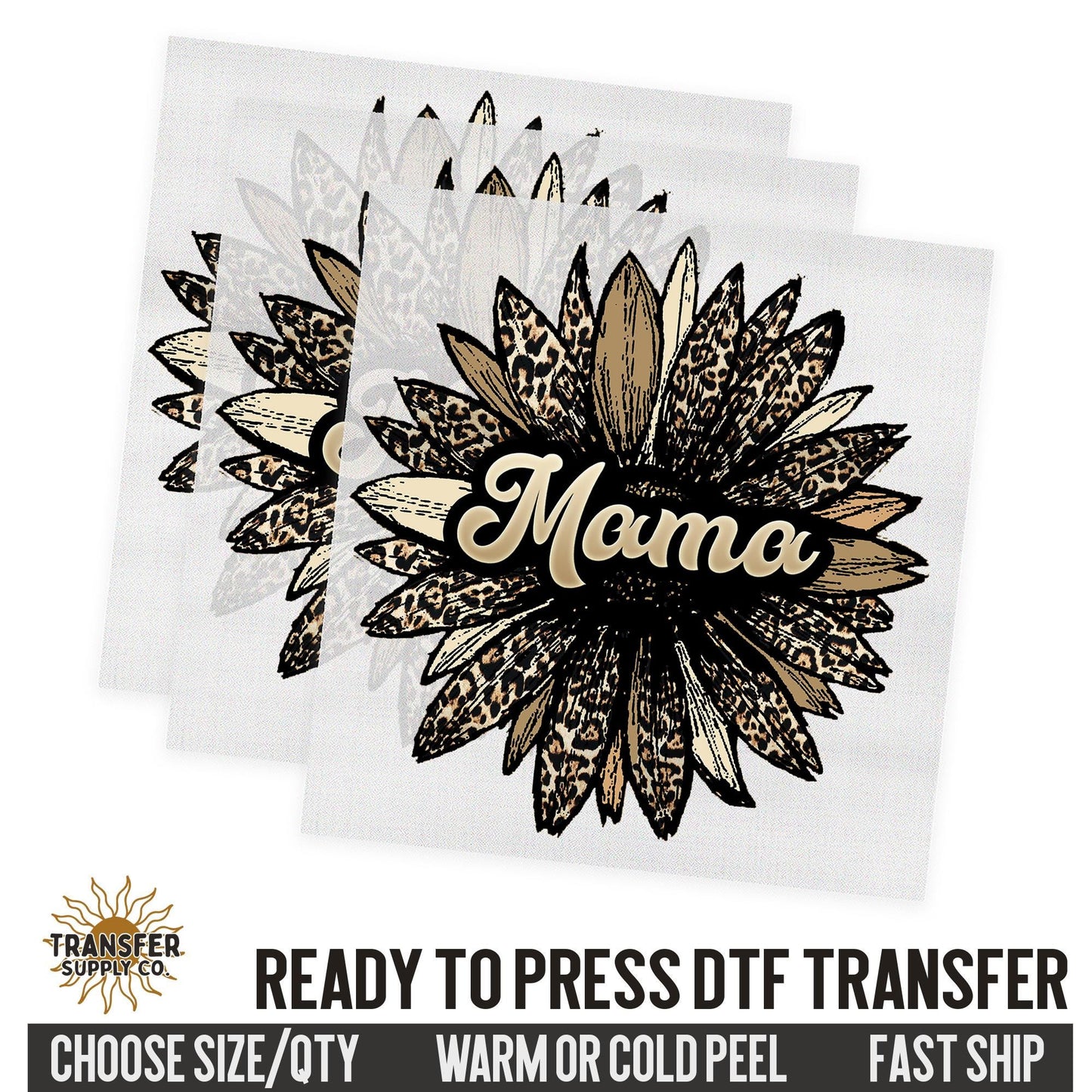Mama Sunflower Leopard, Retro Ready To Press DTF Transfer, Dtf Transfer Print, Printed Dtf Transfer, Transfer Ready To Press