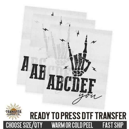 ABCEDF You Skeleton Hand, Retro Ready To Press DTF Transfer, Dtf Transfer Print, Printed Dtf Transfer, Transfer Ready To Press