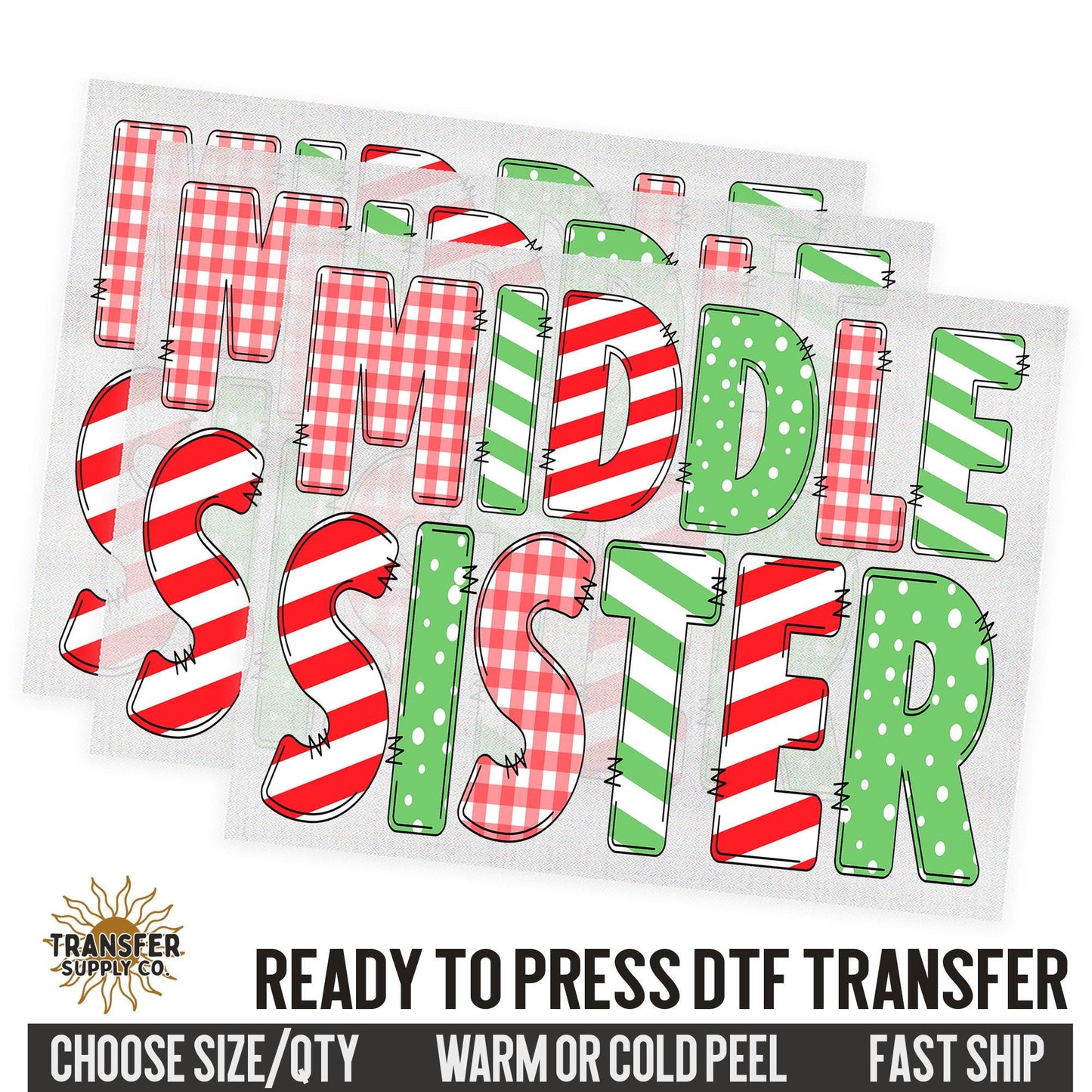 Sibling Matching Christmas Shirt Dtf Transfers,  Christmas Ready To Press DTF Transfers, Ready To Press DTF Film Transfer, DTF Transfer