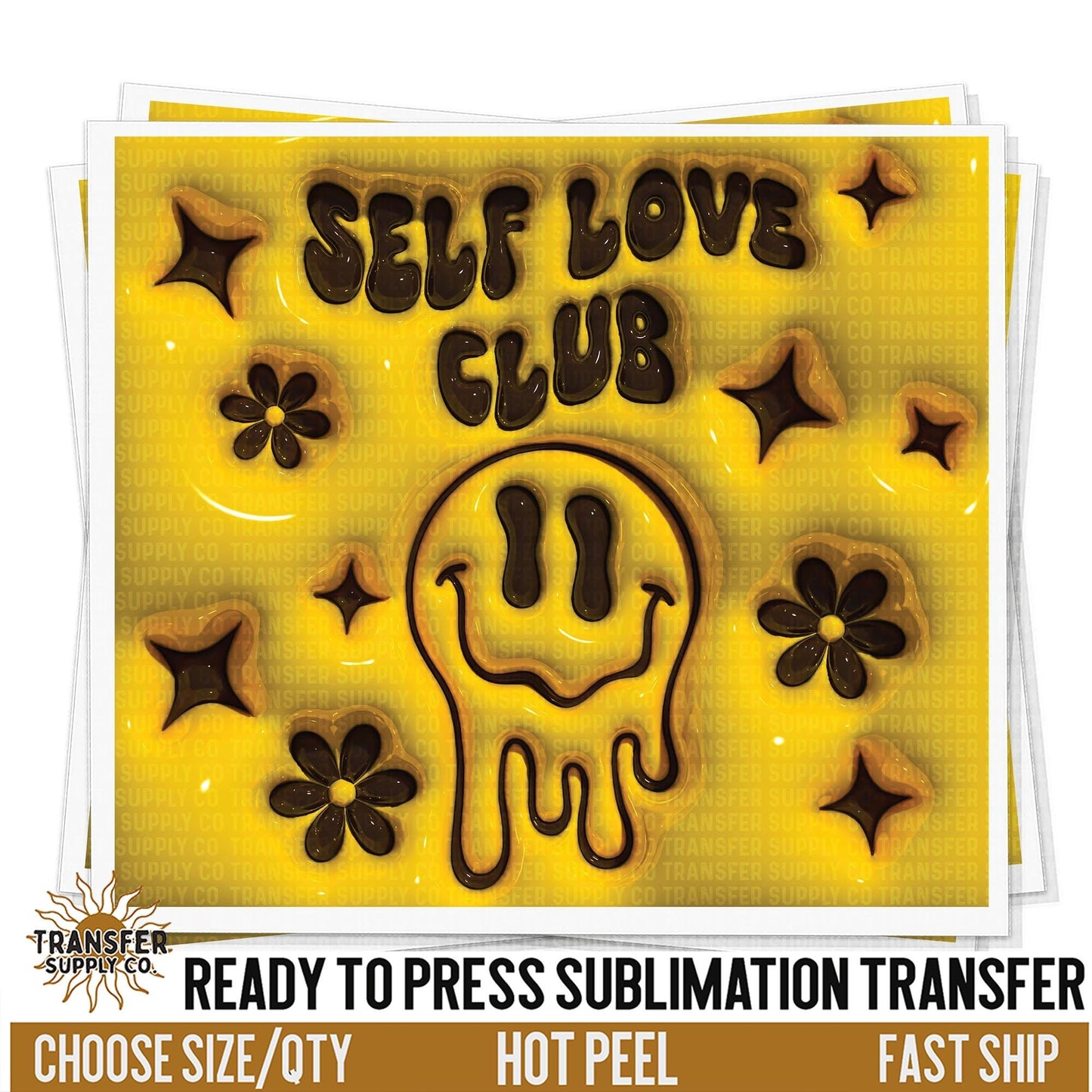 Self Love Club 3d Puff Tumbler Sheet | Sublimation Tumbler Wraps, Sublimation Tumbler Transfers, Ready to Press Sublimation Transfer