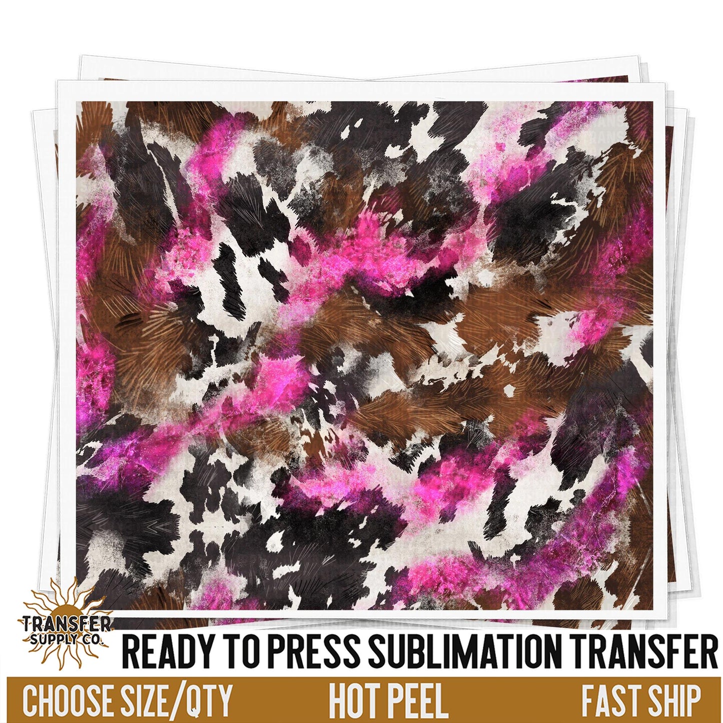 Pink Cow Print Sublimation Transfer | Sublimation Tumbler Wraps, Sublimation Tumbler Transfers, Ready to Press Sublimation Transfers