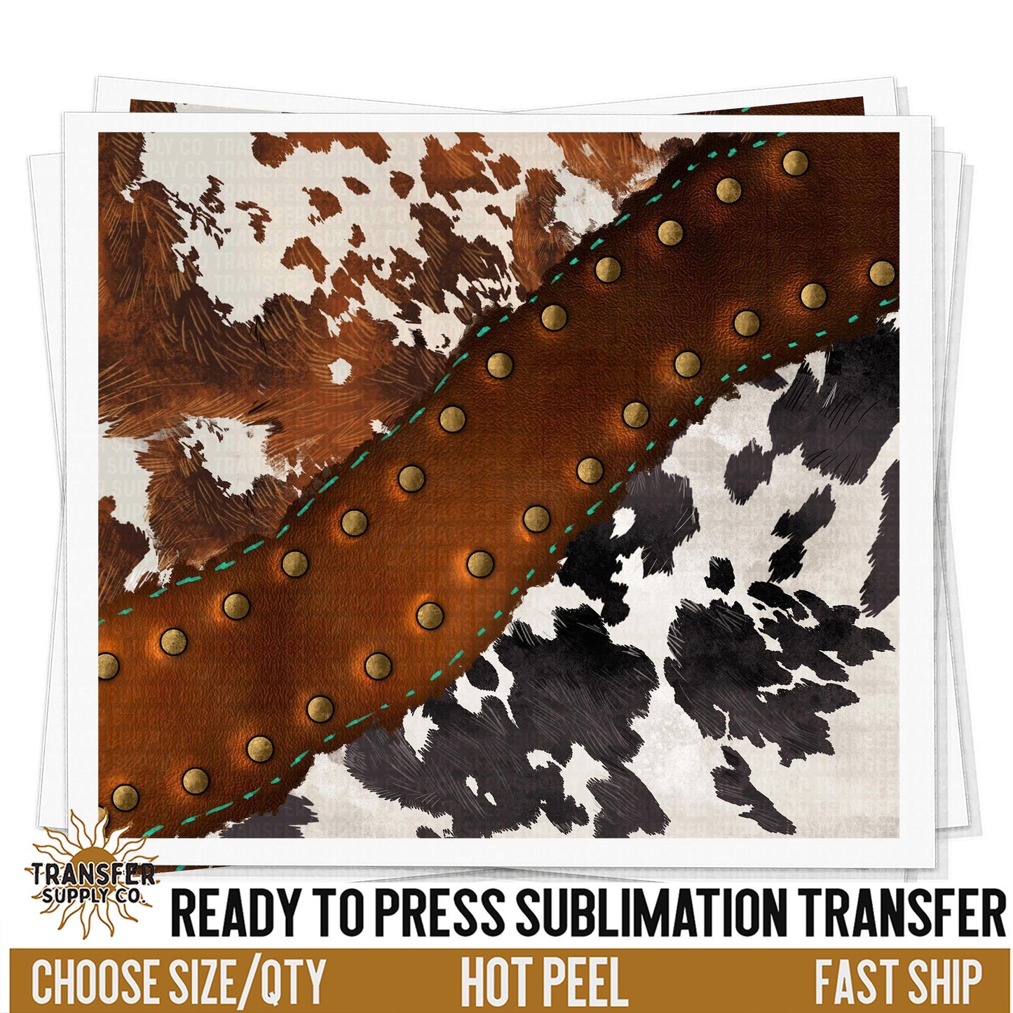 Cow Hide Leather Sublimation Transfer | Sublimation Tumbler Wraps, Sublimation Tumbler Transfers, Ready to Press Sublimation Transfers